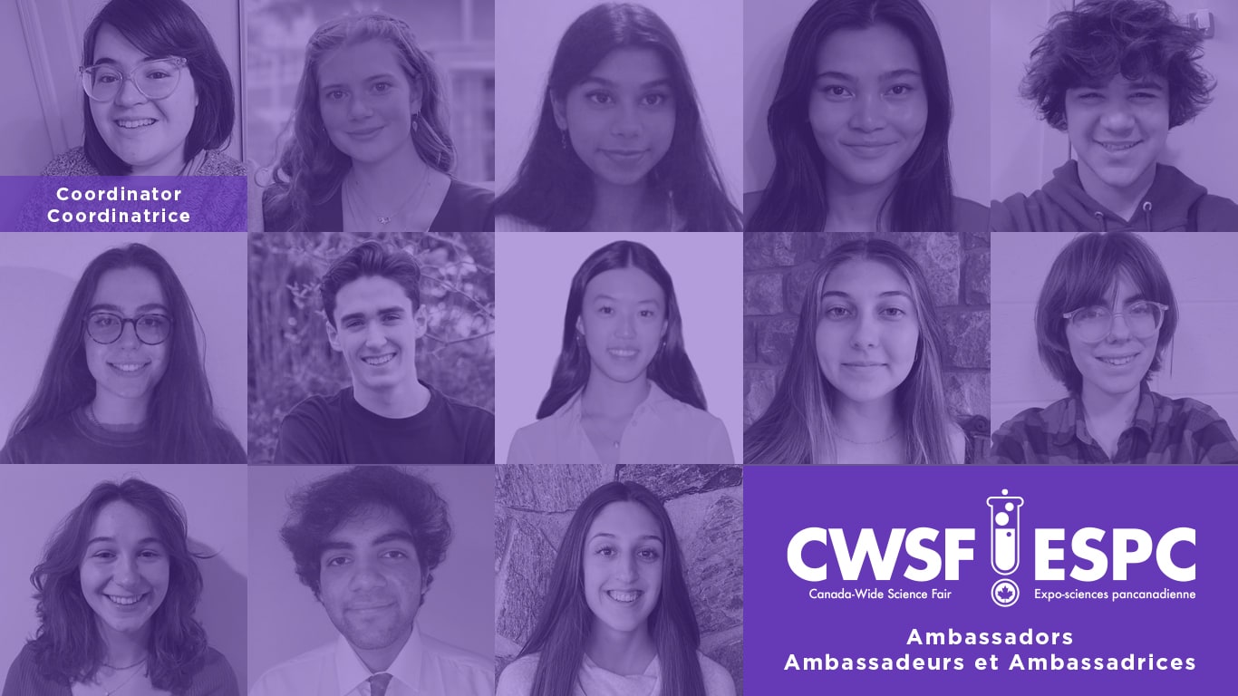 Grid of photos showing the faces of youth selected as Ambassadors for Canada-Wide Science Fair